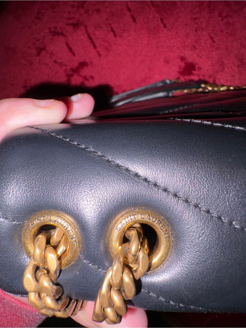 Small Saint Laurent Loulou shoulder bag in black matelassé leather - Picture 6 of 8